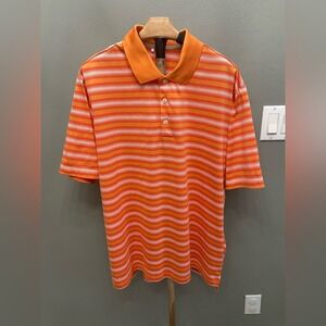 adidas Vibrant Orange Striped Polo‎